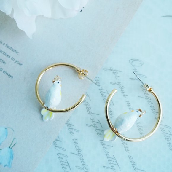 Bill skinner parrot earrings bird earrings animal earrings enamel earrings - Picture 3 of 10